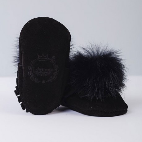 Black store fur moccasins