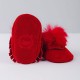 Red moccasins with pom-pom