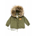 Children's spring jacket, Parka with Natural Fur - Khaki
