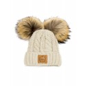 Winter Cap with Natural Fur - COCO - Light gray