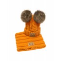 Cap and chimney - orange color - Natural Fur