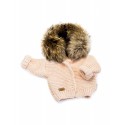 Kurtka/Sweter ,dziecięcy, Ręcznie Tkany z Naturalnym Futerkiem - różowy