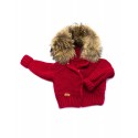 Handmade sweater Woven with fur - red