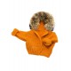 Sweter Ręcznie Tkany z futrem sztucznym pomarańczowy