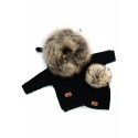 Set: Jacket + Cap, Black, Natural Fur