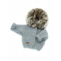 Handmade sweater Woven with fur - gray