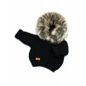 Handmade sweater Woven with faux fur - black