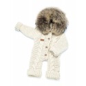 All-year-round suit for babies, handmade beige - natural fur