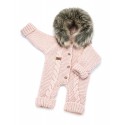 All-year-round suit for babies, handmade powder pink, artificial fur