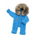 All-year-round suit for babies, Handmade blue - Natural Fur