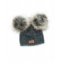 Cap, Baby Alpaca, graphite, Faux fur