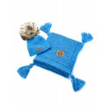 Set "Baby Alpaca", Blue Blanket + Hat, Natural Fur