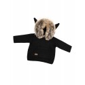 Knitted sweatshirt "funny rabbit" natural fur - Black