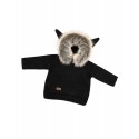 Knitted sweatshirt "funny rabbit" ecological fur - Black