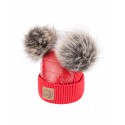 Winter hat - red - with faux fur