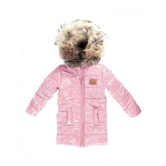Children's Winter Coat - Natural Fur - powder pink
