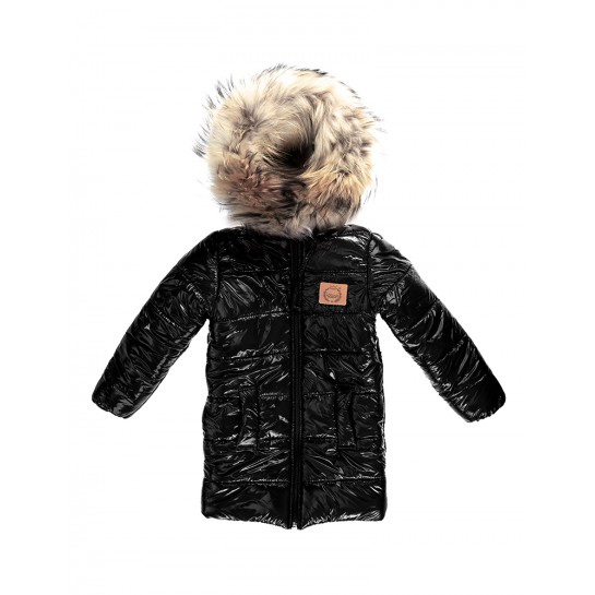 Children's Winter Coat - Natural Fur - black