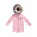 Płaszcz Zimowy Dziecięcy - Sztuczne Futerko - pudrowy róż