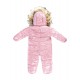 Baby's winter Coverall with detachable Natural Fur - powder pink