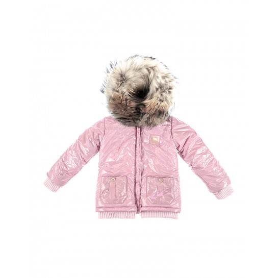 Winter Jacket - Limited Edition - "Per Sempre", Natural Fur - powder pink