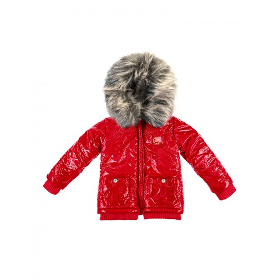 Winter Jacket - Limited Edition - "Per Sempre", natural fur - red
