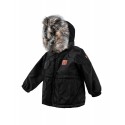 Children's, transitional, autumn / winter jacket with artificial fur - black