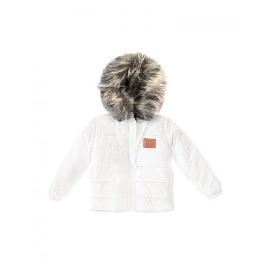 Children's winter jacket - artificial fur - white