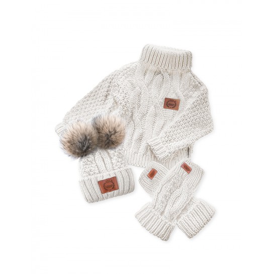 3-piece set Knitted - beige color