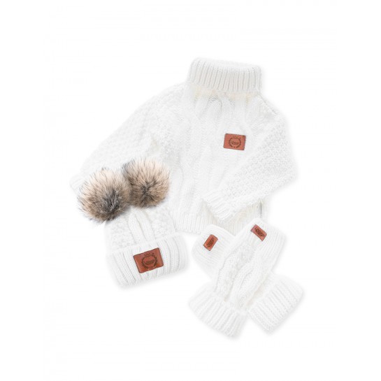 3-piece set Knitted - white color