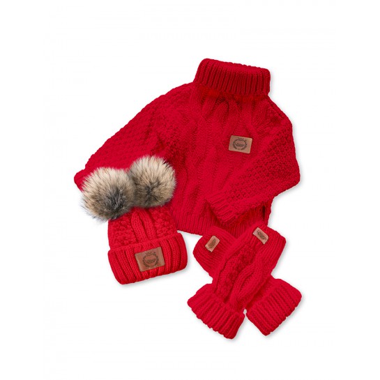 3-piece set Knitted - red color