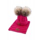 Cap and chimney - amaranth color - Natural fur