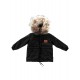 Children's, transitional, autumn / winter jacket with natural fur - black