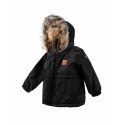 Children's, transitional, autumn / winter jacket with natural fur - black