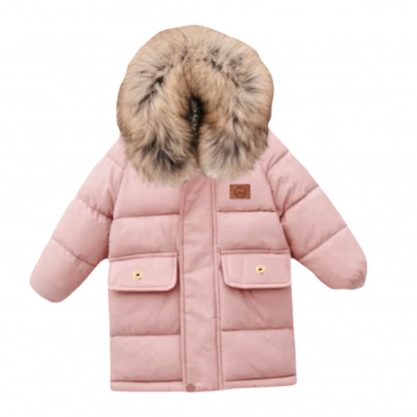 Children's Winter Coat - Natural Fur - powder pink