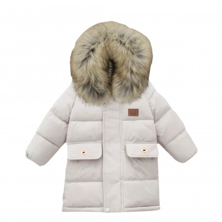 Children's Winter Coat - Natural Fur - powder pink