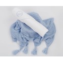 A sky-blue scented blanket with a sky-blue terry bath towel