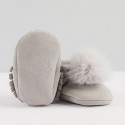 Light grey  moccasins "made with love"