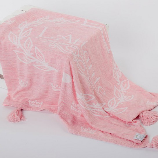 Kocyk tkany różowy (narzuta)
