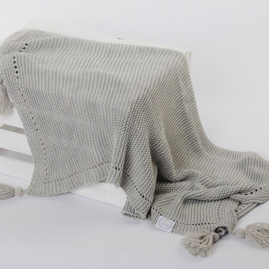 A light grey scented blanket with a hood