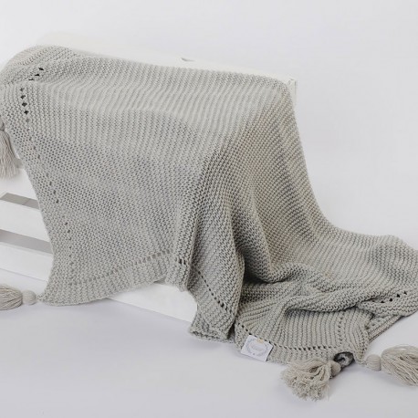 A light grey scented blanket with a hood